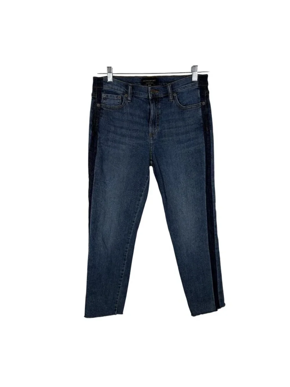 Banana Republic Factory Women 28/6 Medium Wash Tuxedo Stripe Straight Ankle Jean